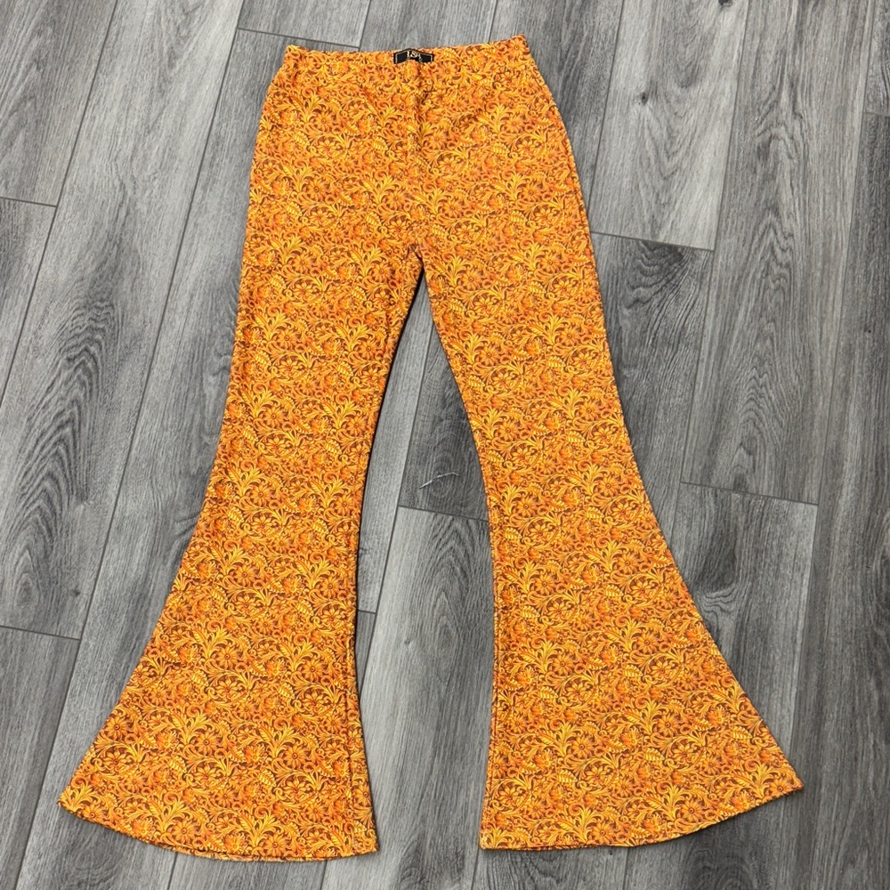 L&B Fiery Orange Patterned Bell Bottoms